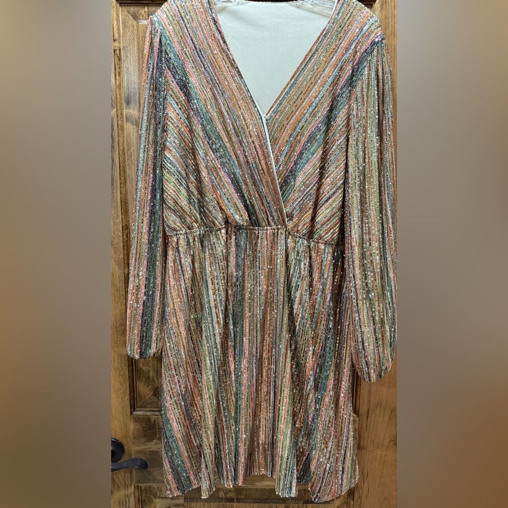 Multicolor Striped V-Neck Dress